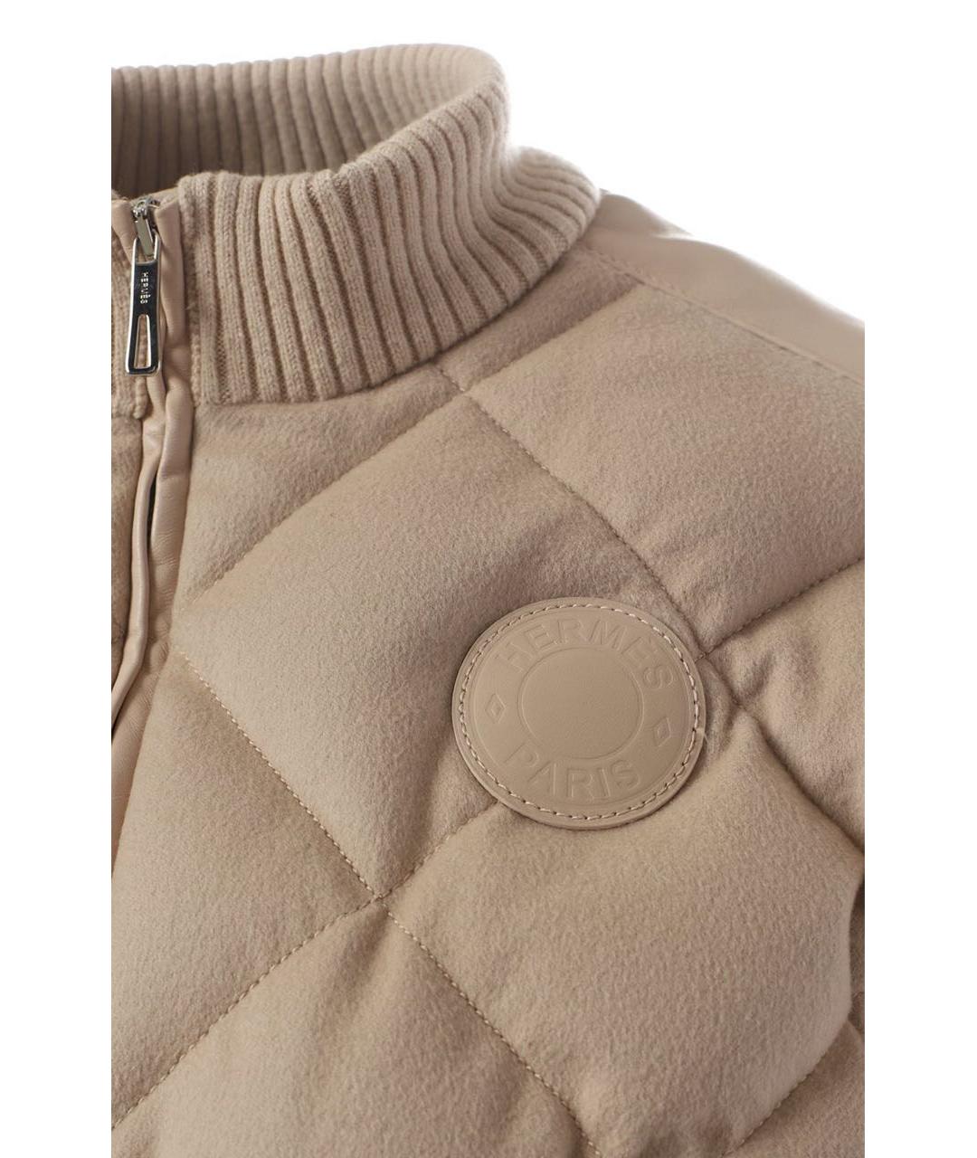 HERMES Бежевый кашемировый пуховик, фото 3