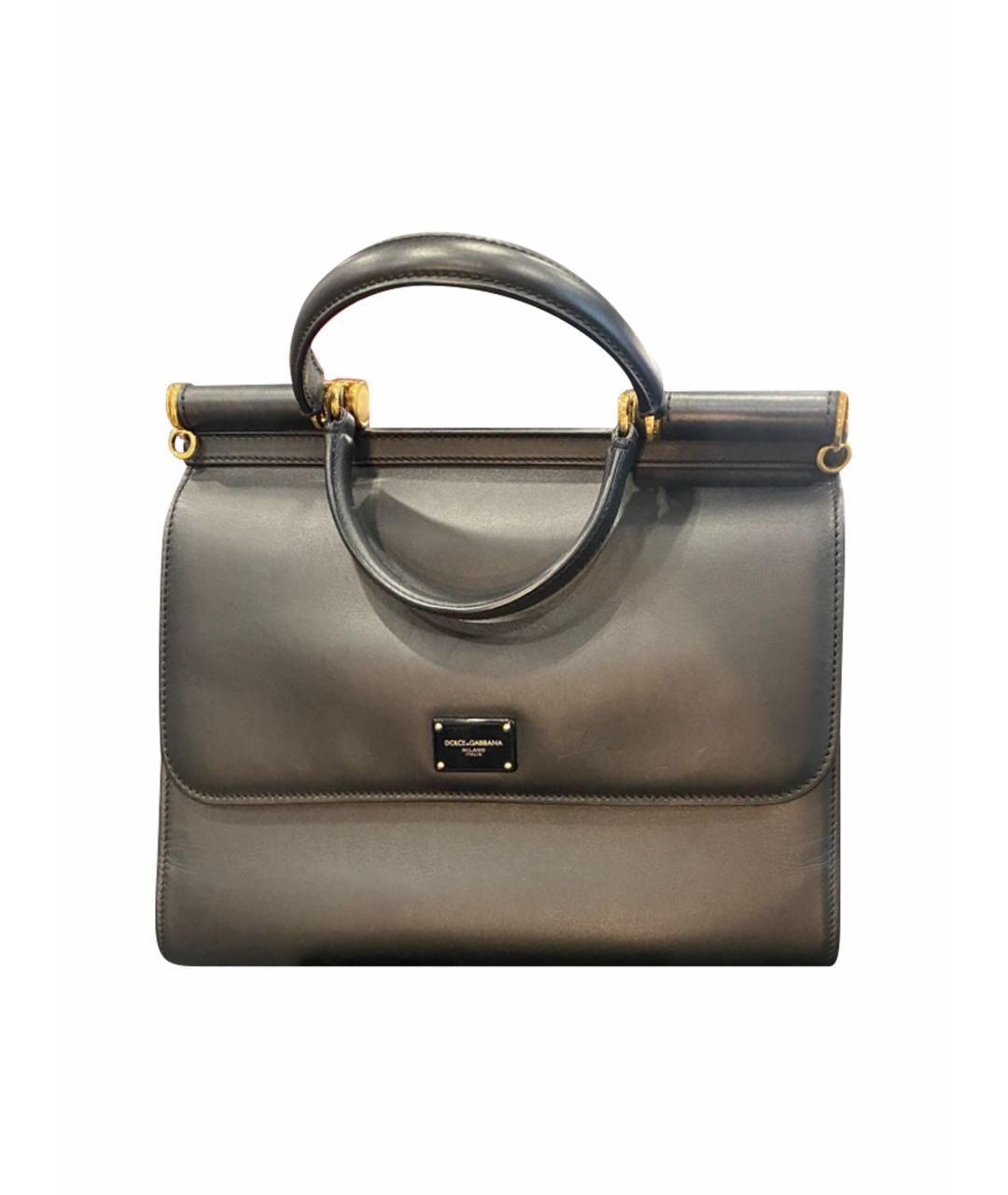 DOLCE&GABBANA Черная кожаная сумка с короткими ручками, фото 1