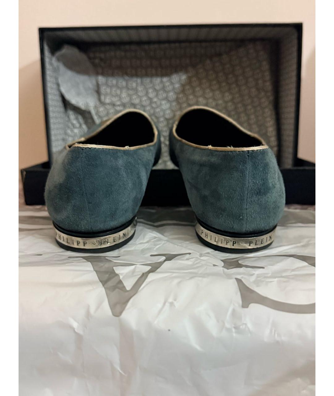 PHILIPP PLEIN Синие замшевые лоферы, фото 4