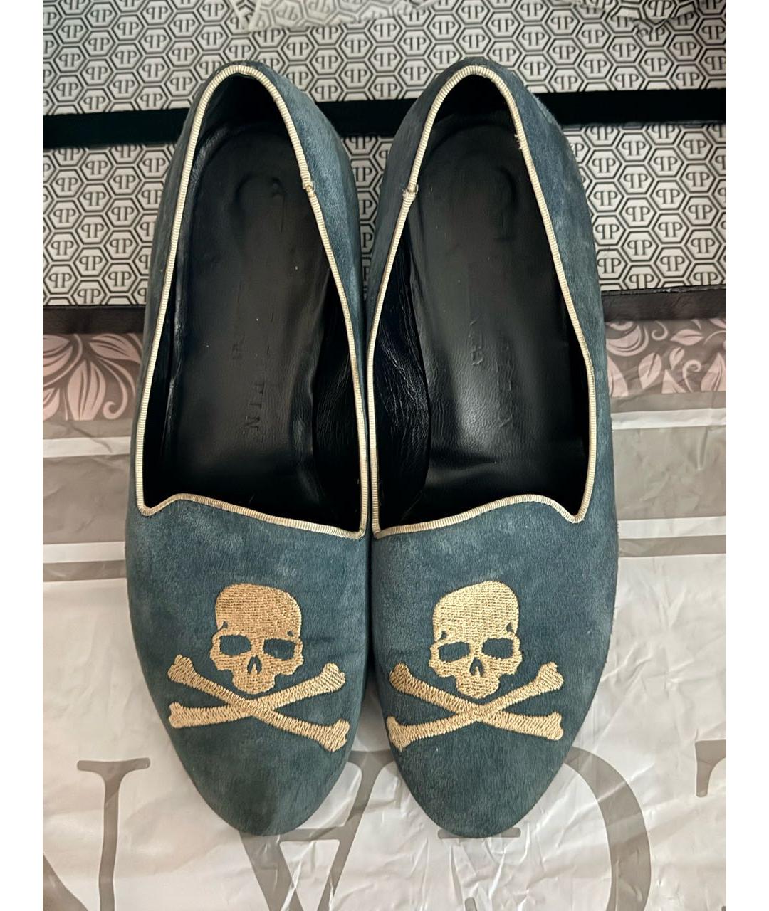 PHILIPP PLEIN Синие замшевые лоферы, фото 2