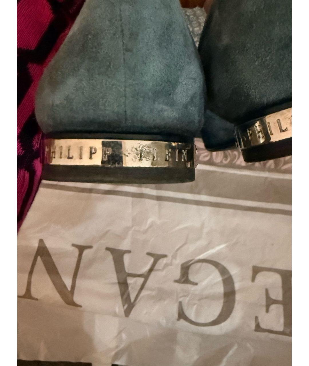 PHILIPP PLEIN Синие замшевые лоферы, фото 7