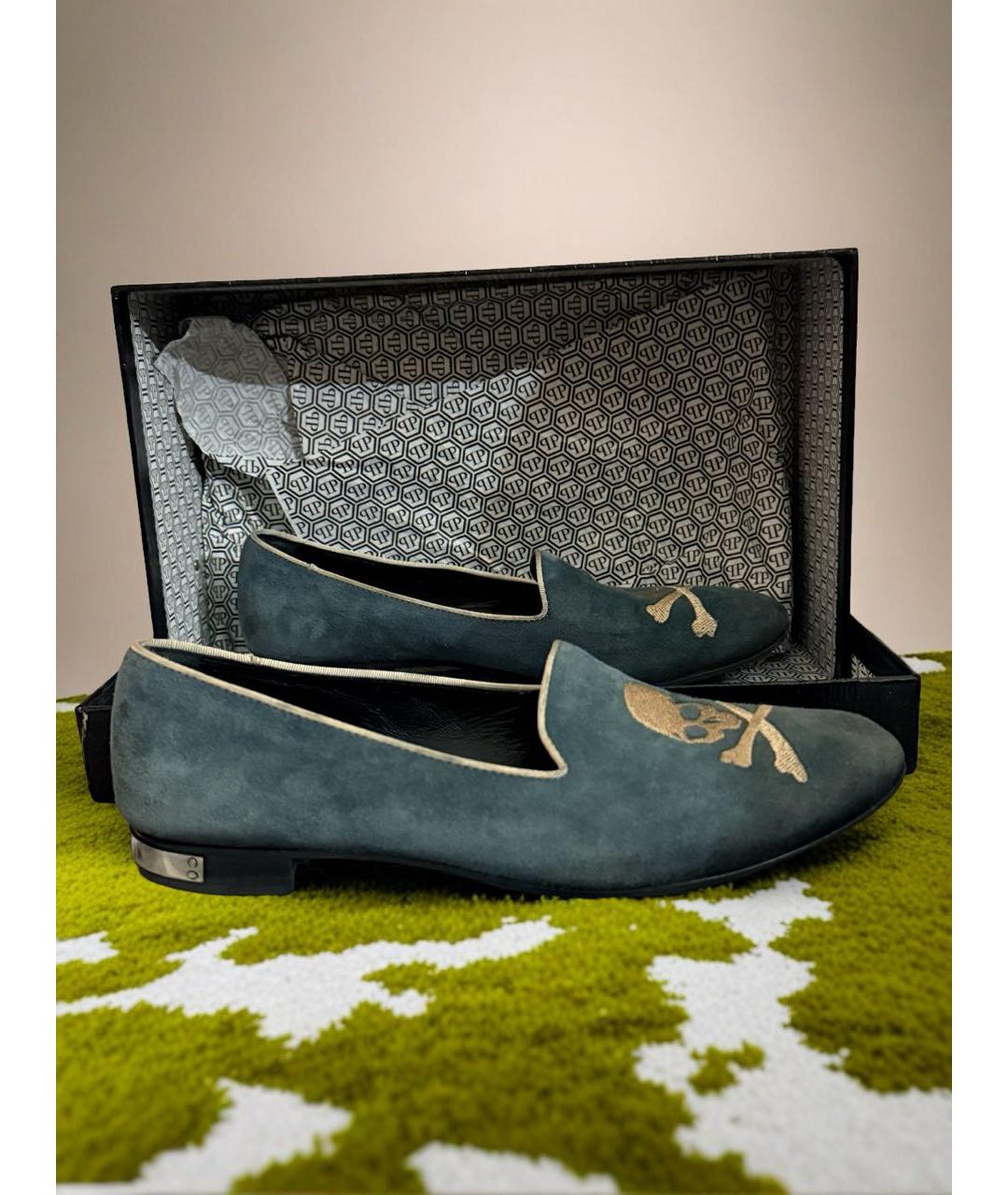 PHILIPP PLEIN Синие замшевые лоферы, фото 6