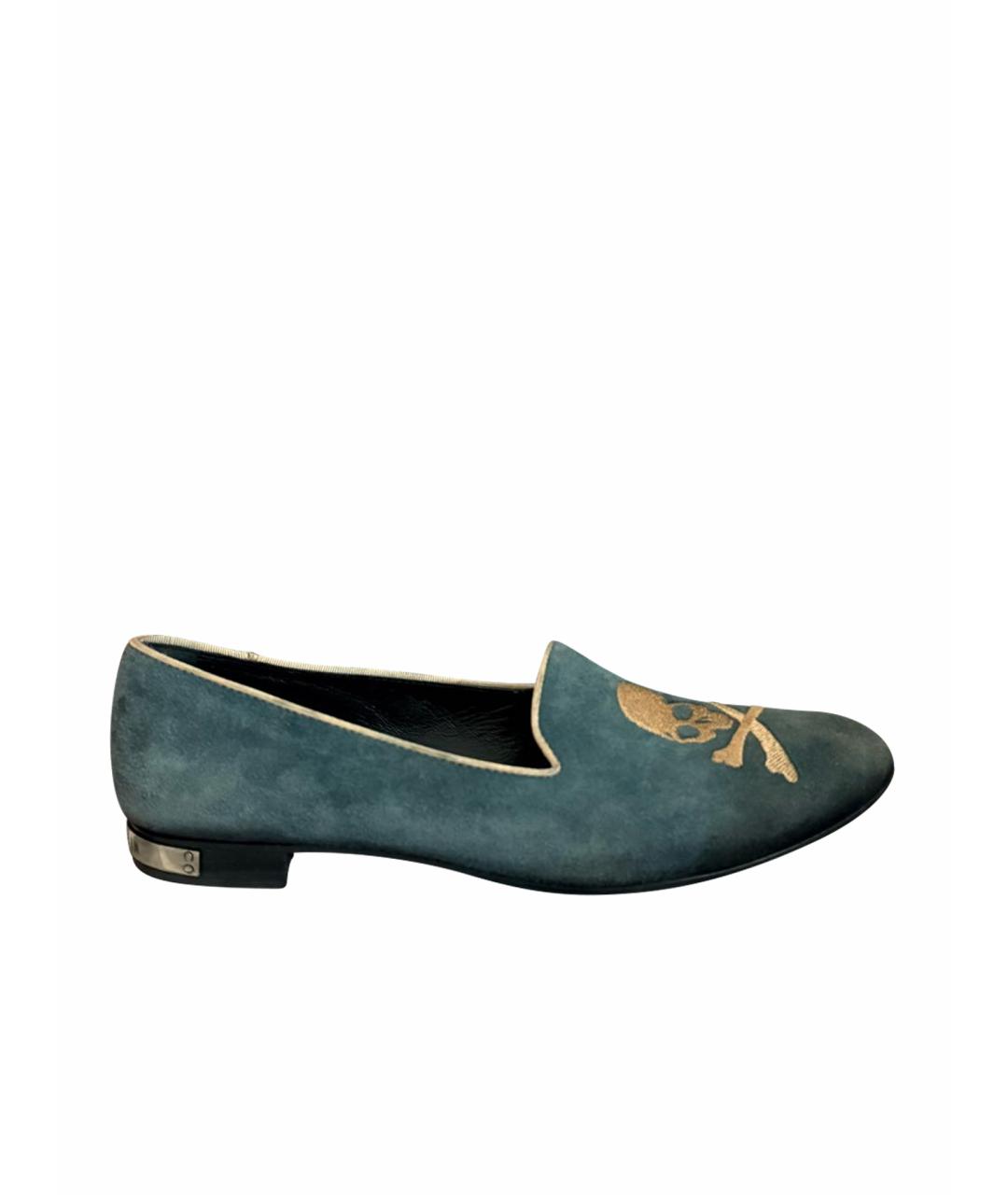 PHILIPP PLEIN Синие замшевые лоферы, фото 1