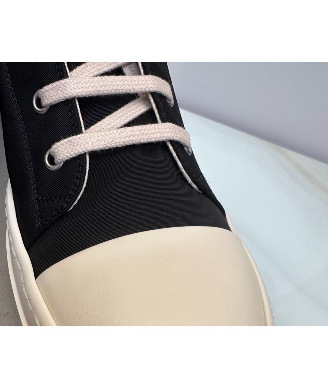 RICK OWENS Черные текстильные высокие кроссовки / кеды, фото 6