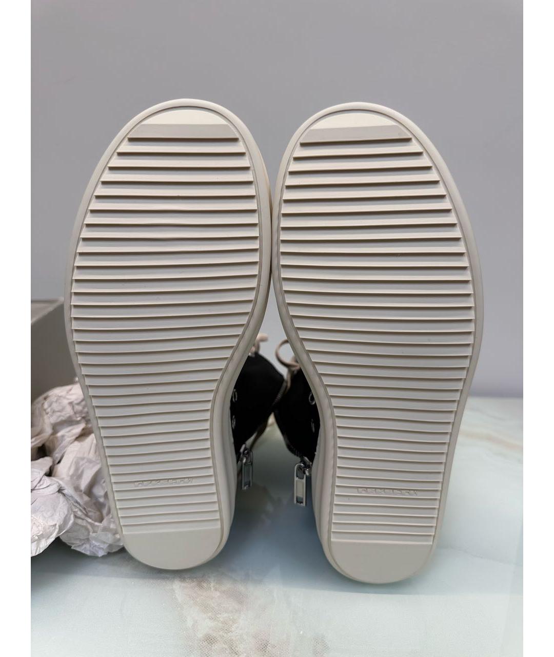 RICK OWENS Черные текстильные высокие кроссовки / кеды, фото 5