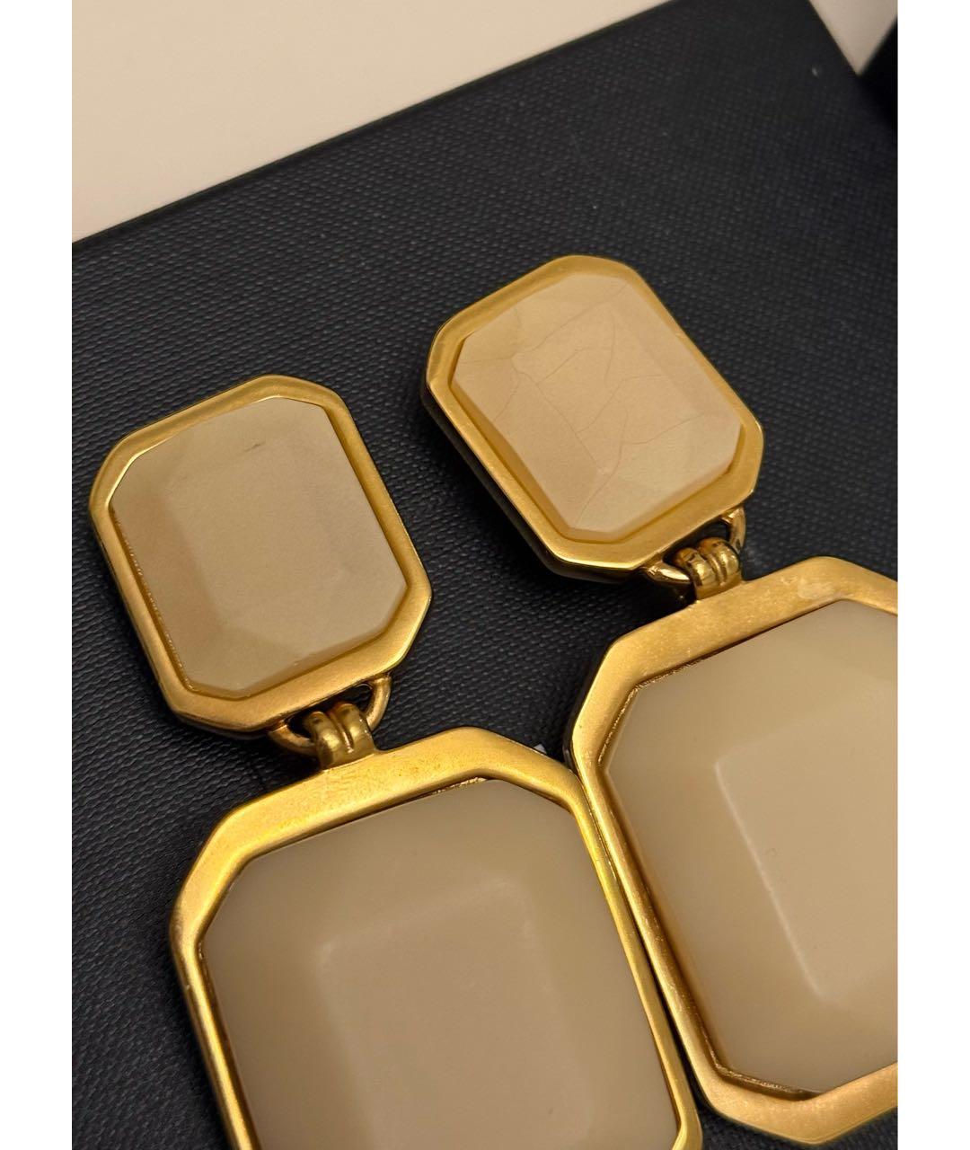 SAINT LAURENT Бежевые латунные серьги, фото 7