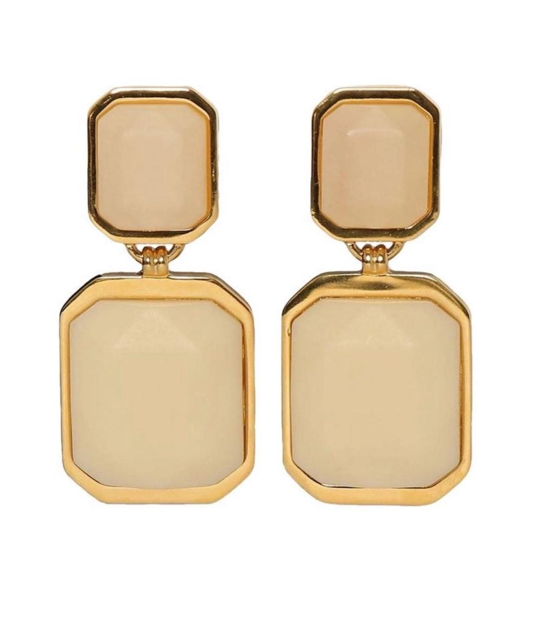 SAINT LAURENT Бежевые латунные серьги, фото 6