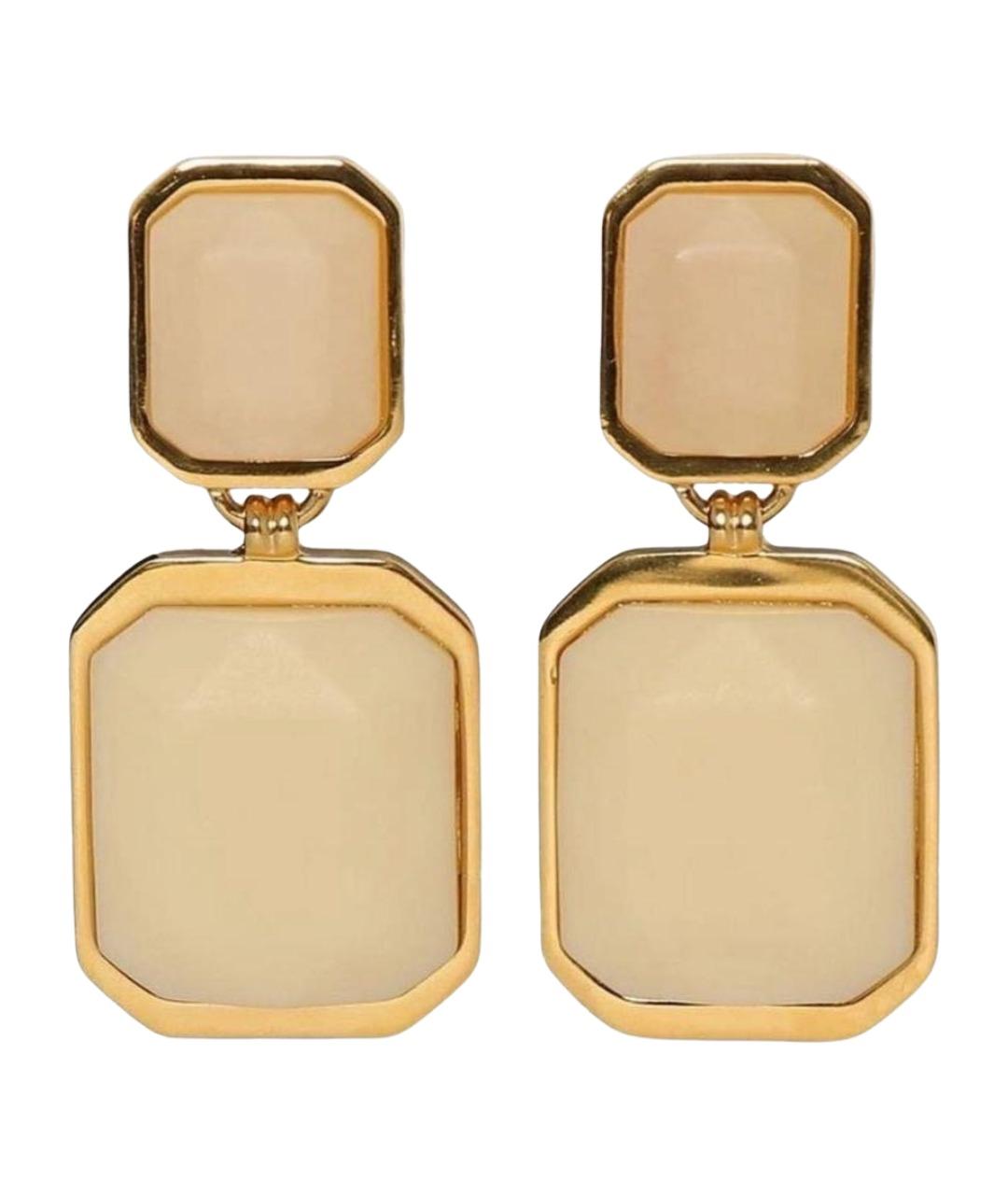 SAINT LAURENT Бежевые латунные серьги, фото 1