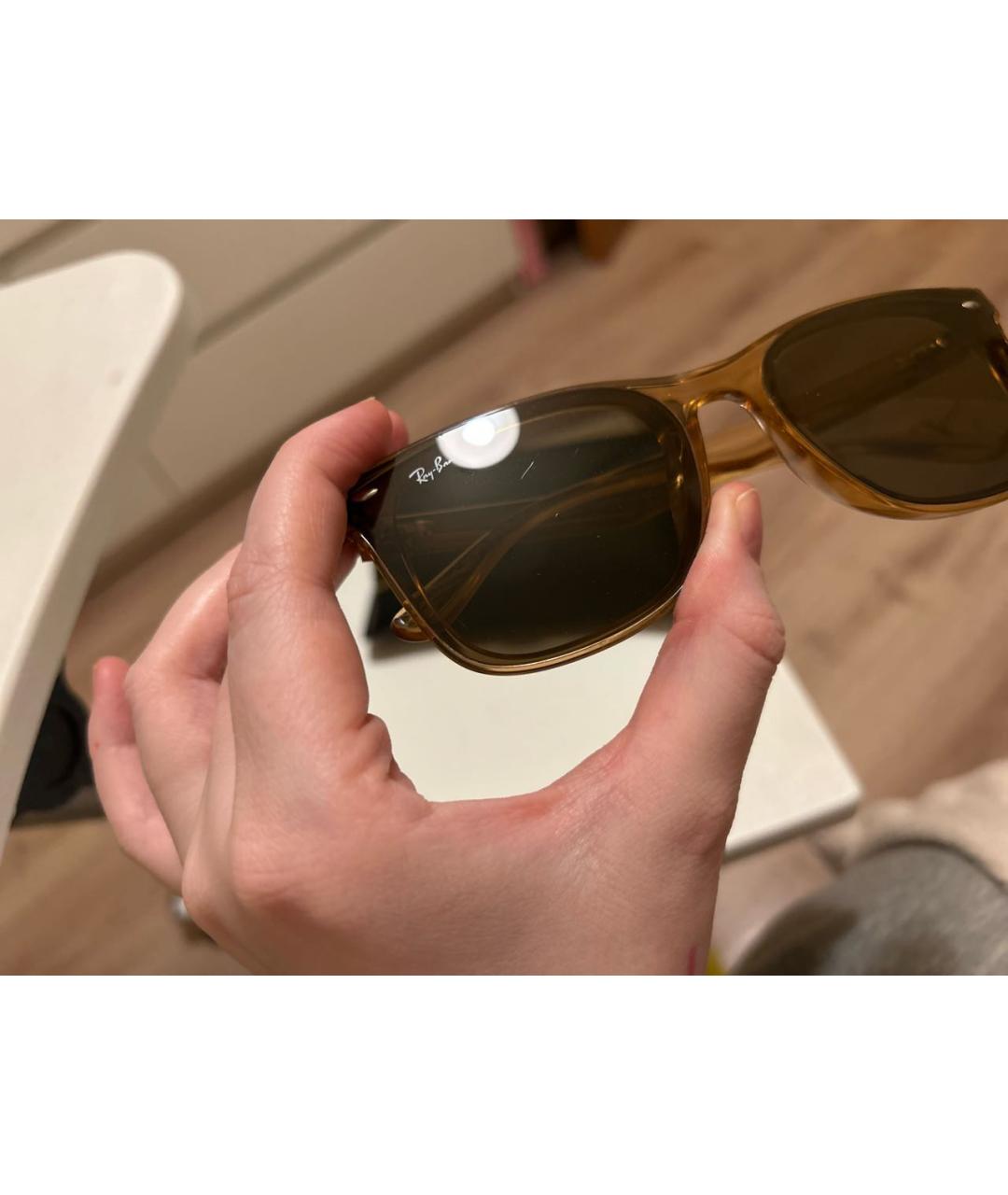RAY BAN Коричневые пластиковые солнцезащитные очки, фото 5