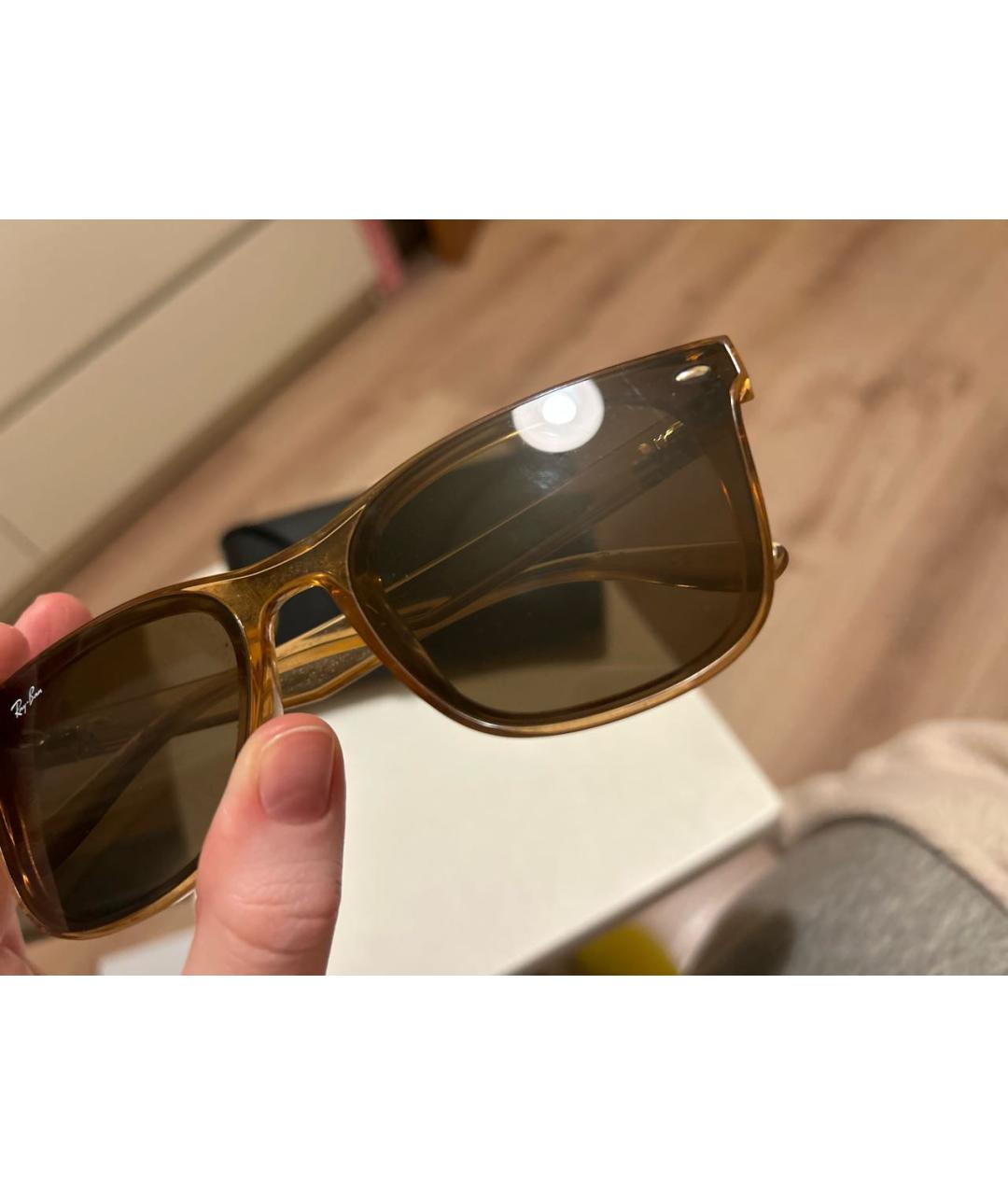 RAY BAN Коричневые пластиковые солнцезащитные очки, фото 6
