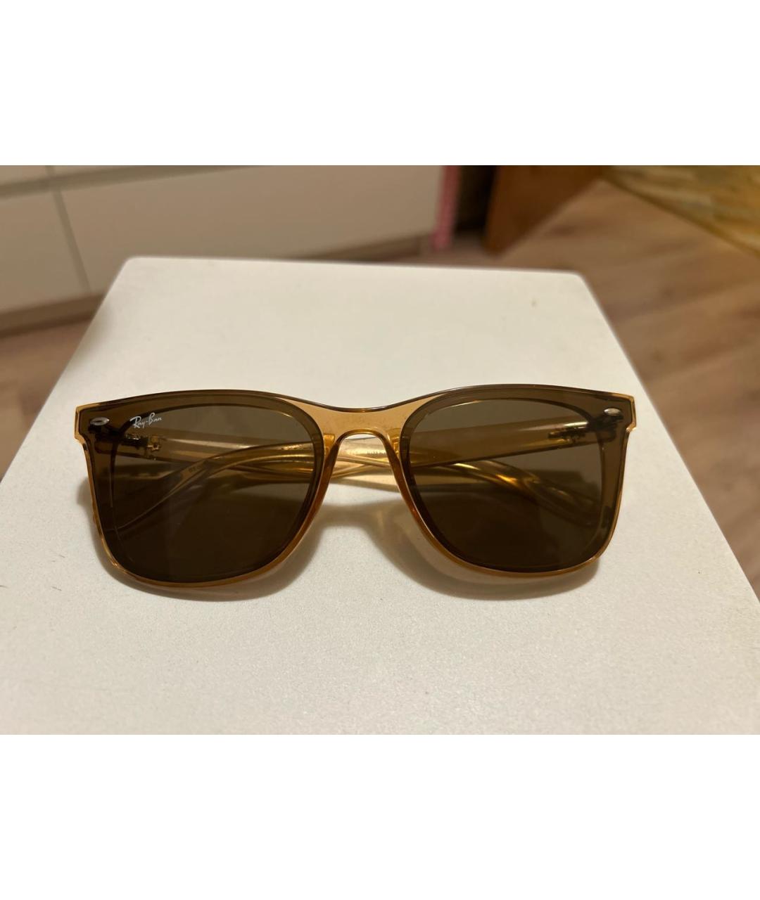RAY BAN Коричневые пластиковые солнцезащитные очки, фото 8