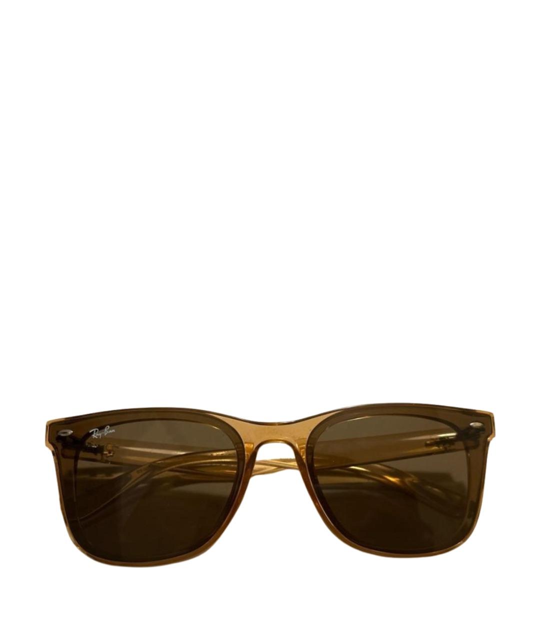 RAY BAN Коричневые пластиковые солнцезащитные очки, фото 1