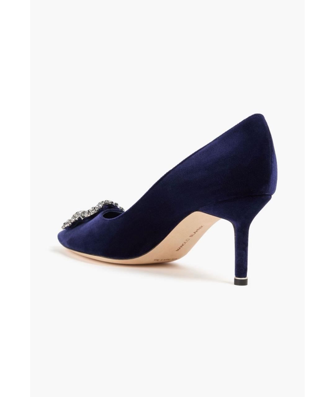 MANOLO BLAHNIK Темно-синие бархатные туфли, фото 3