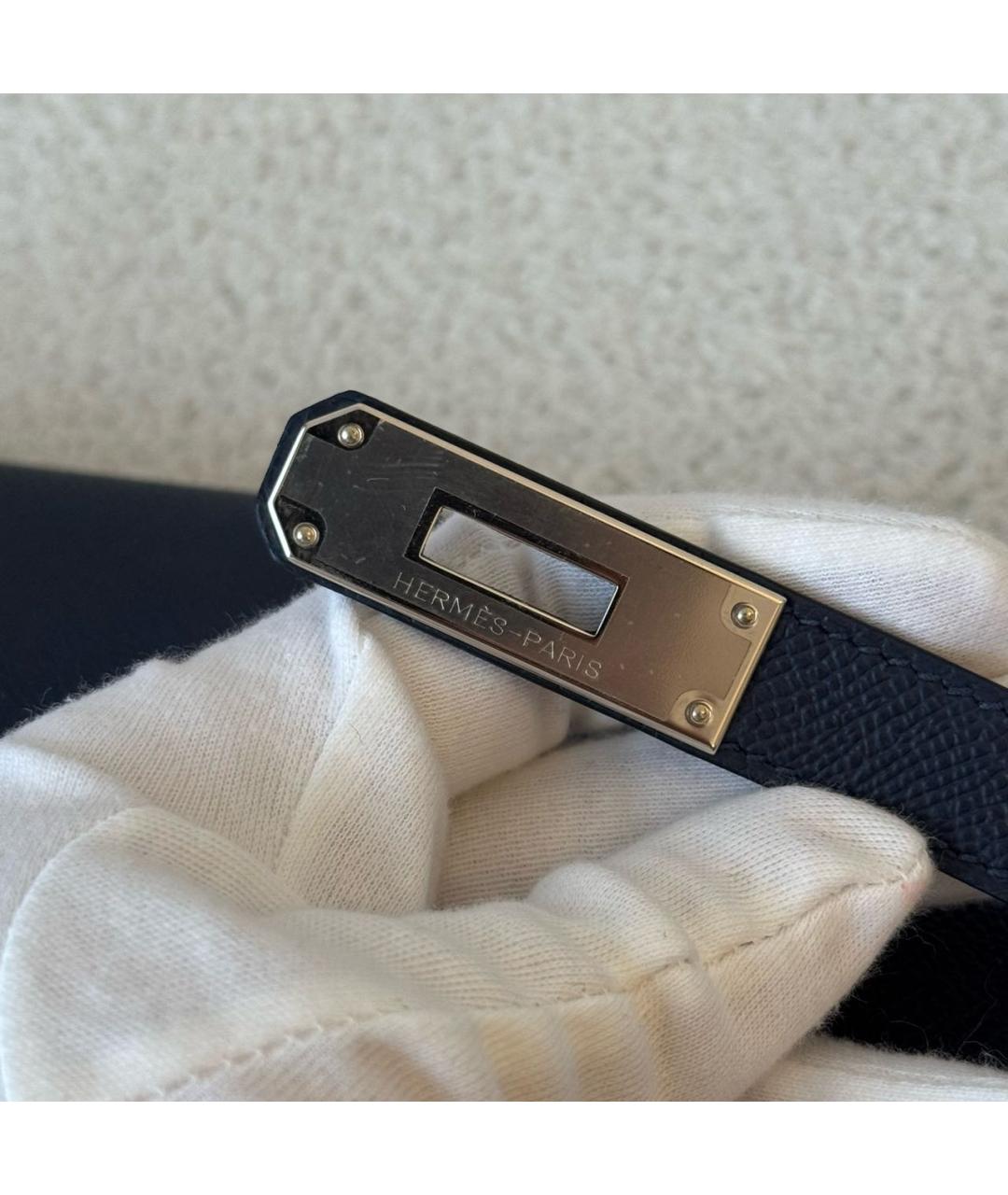 HERMES Черная кожаная барсетка, фото 7