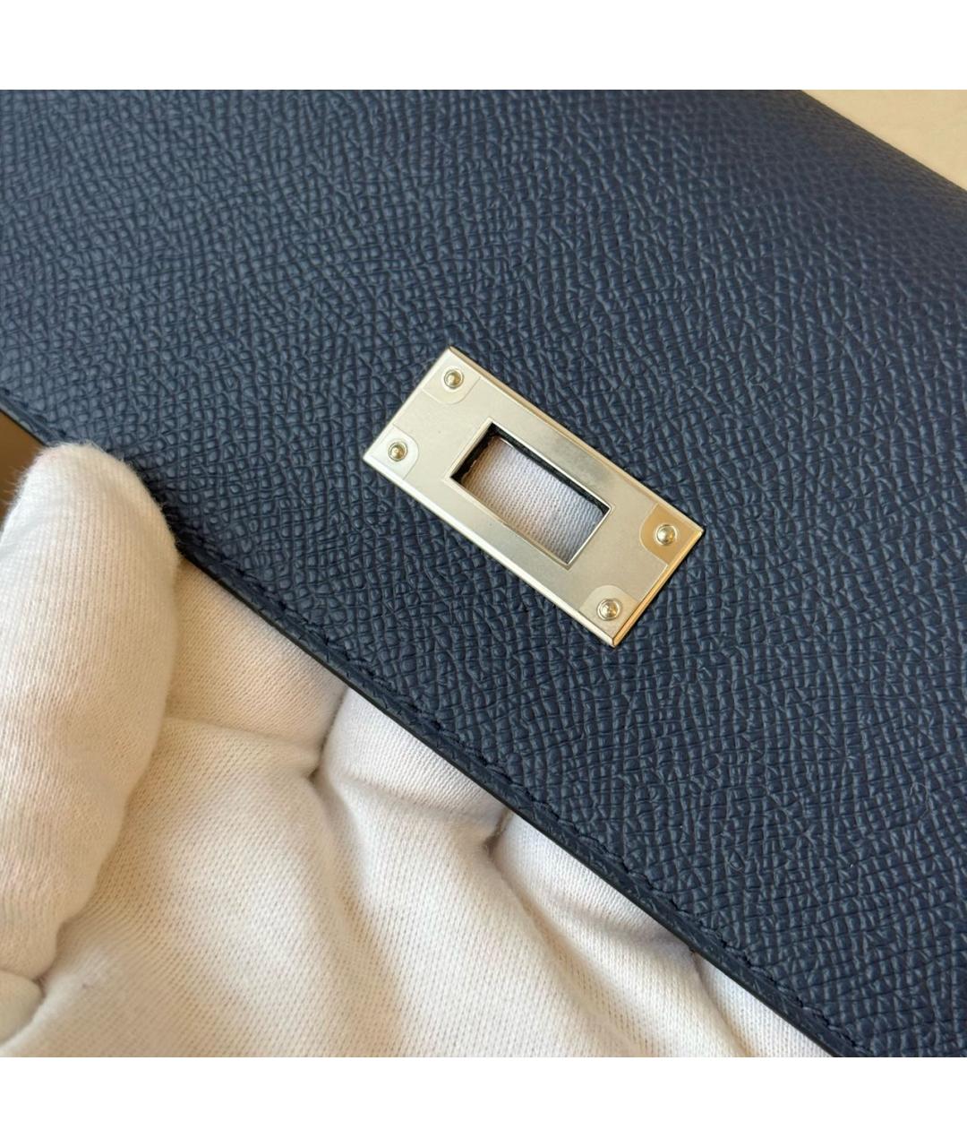 HERMES Черная кожаная барсетка, фото 6