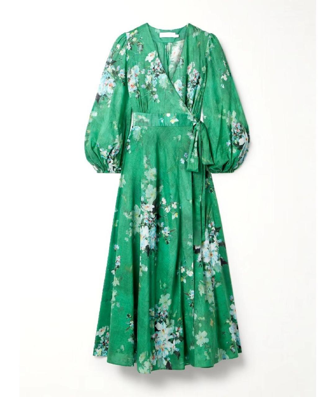 ZIMMERMANN Зеленые хлопковое повседневное платье, фото 1