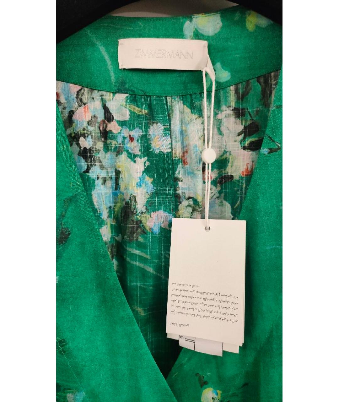 ZIMMERMANN Зеленые хлопковое повседневное платье, фото 3