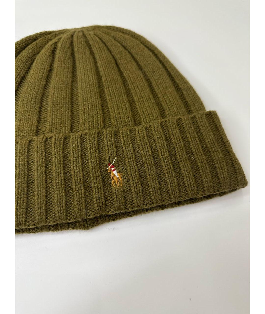 POLO RALPH LAUREN Зеленая шерстяная шапка, фото 2