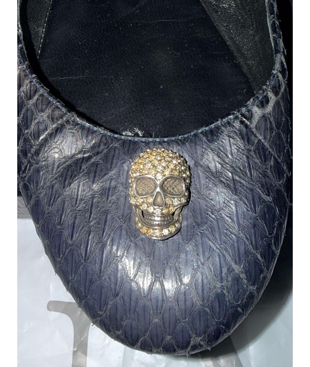 PHILIPP PLEIN Темно-синие кожаные балетки, фото 6