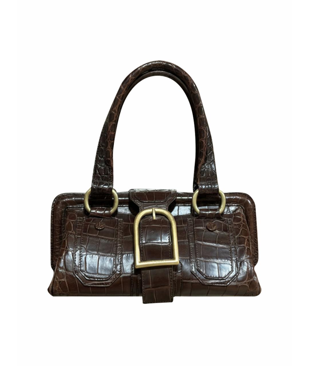 CELINE Коричневая сумка с короткими ручками из экзотической кожи, фото 1