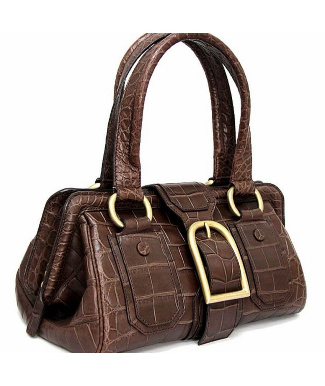 CELINE Коричневая сумка с короткими ручками из экзотической кожи, фото 2