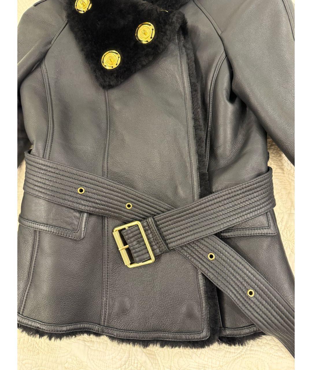 BURBERRY Черная кожаная дубленка, фото 6