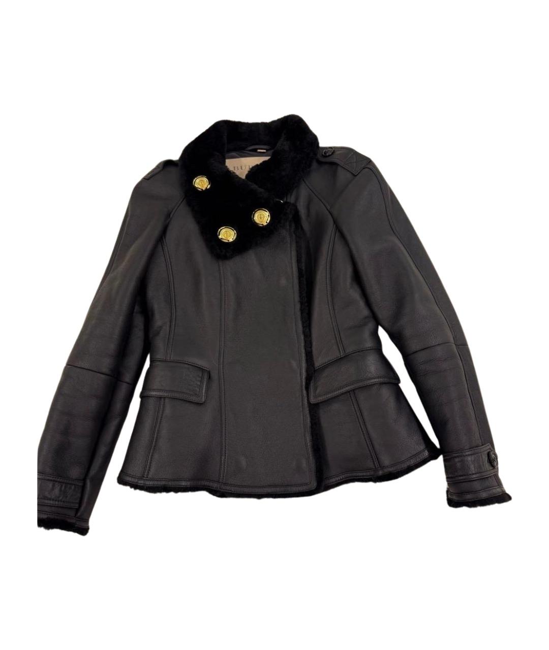 BURBERRY Черная кожаная дубленка, фото 1