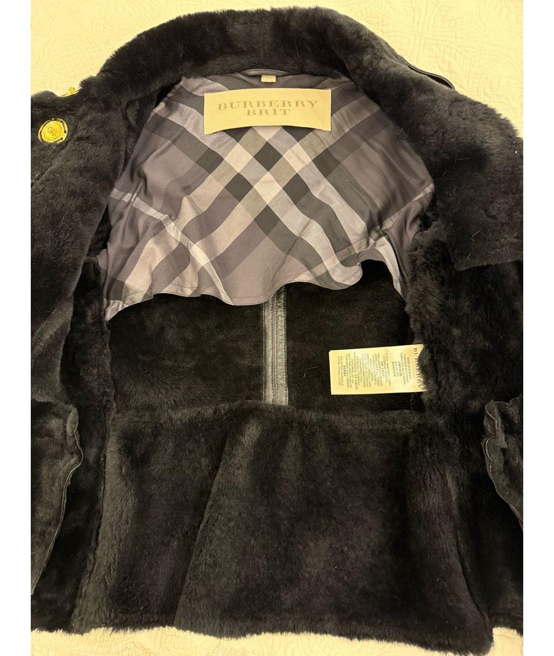 BURBERRY Черная кожаная дубленка, фото 3