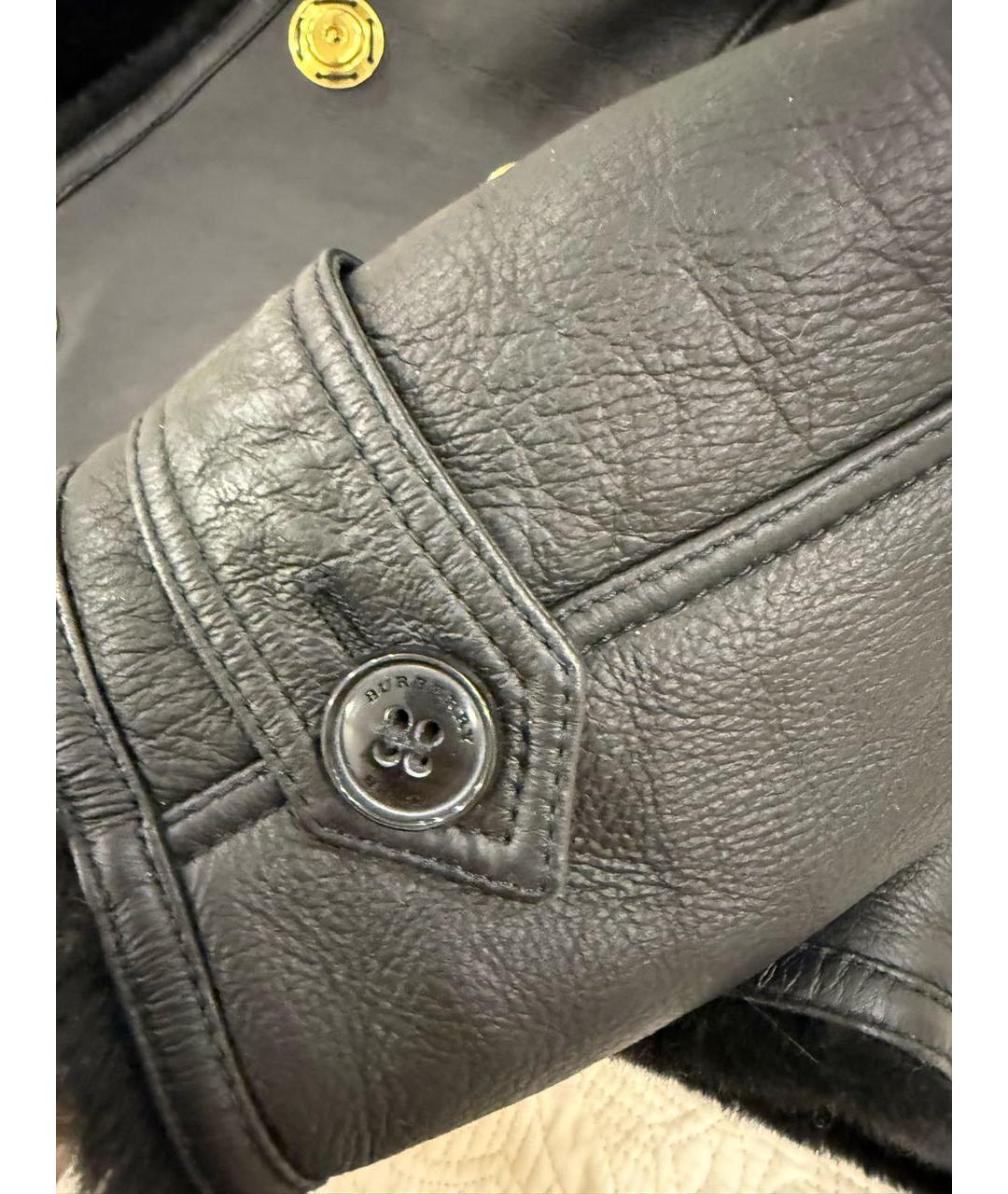 BURBERRY Черная кожаная дубленка, фото 4