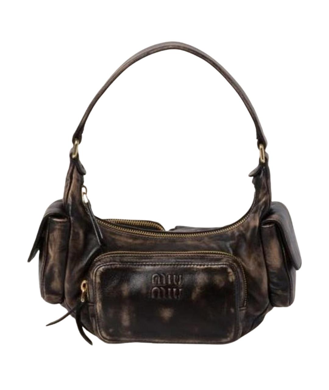 MIU MIU Коричневая кожаная сумка с короткими ручками, фото 1