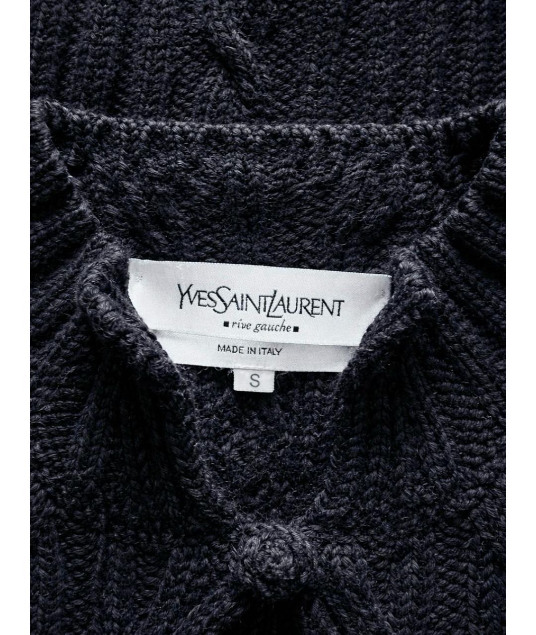SAINT LAURENT Черный шерстяной кардиган, фото 3