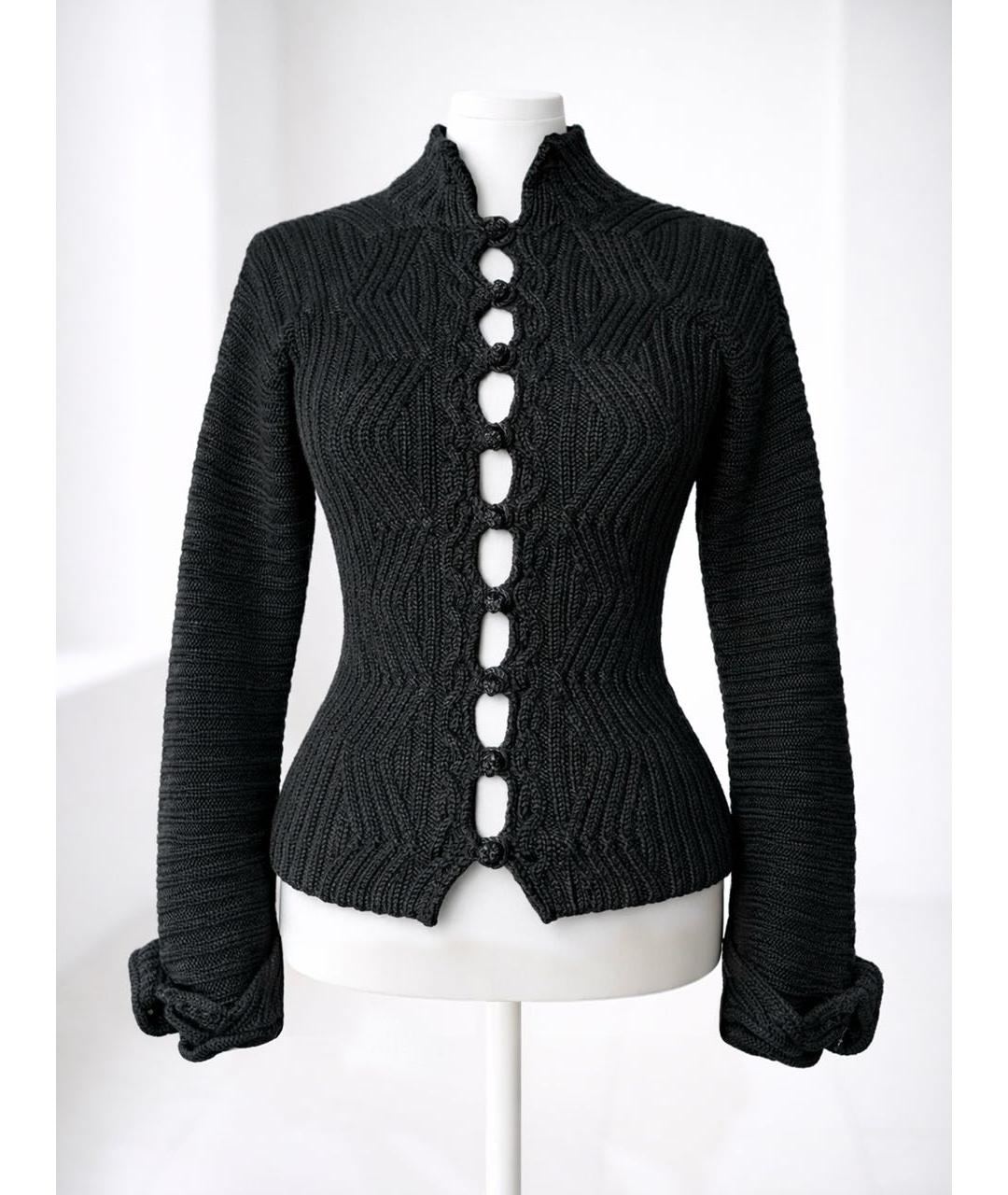 SAINT LAURENT Черный шерстяной кардиган, фото 4