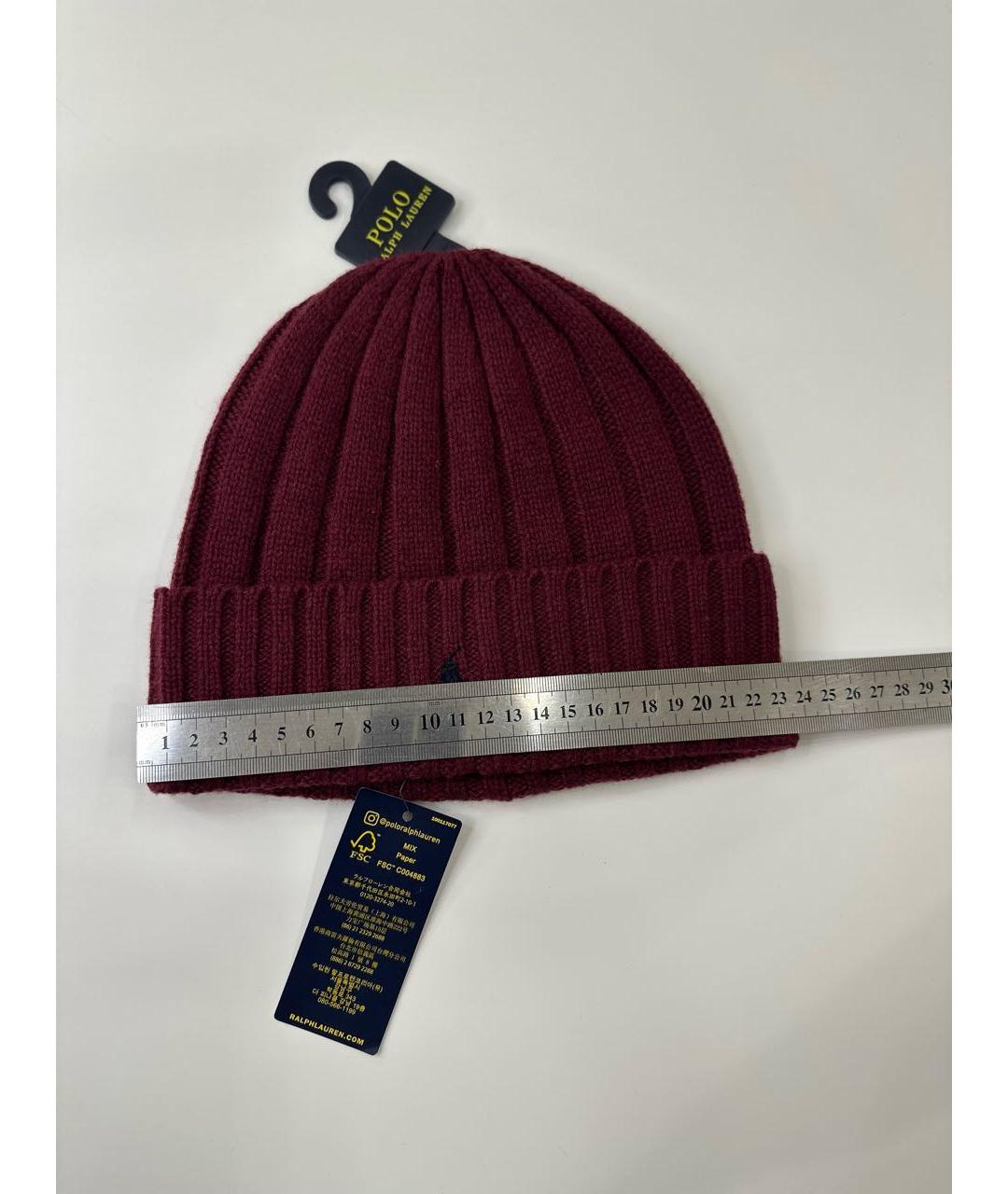 POLO RALPH LAUREN Бордовая шерстяная шапка, фото 5