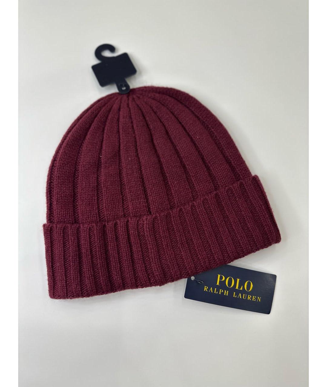 POLO RALPH LAUREN Бордовая шерстяная шапка, фото 3