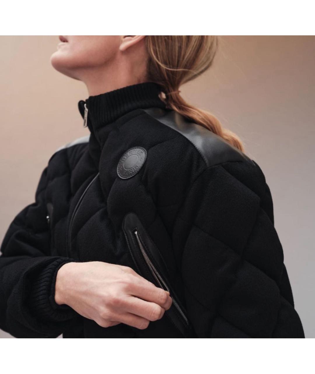 HERMES Черный кашемировый пуховик, фото 5