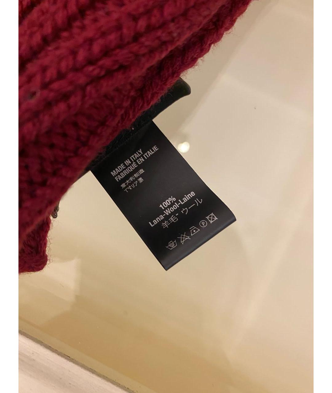 DSQUARED2 Бордовый шерстяной шарф, фото 4