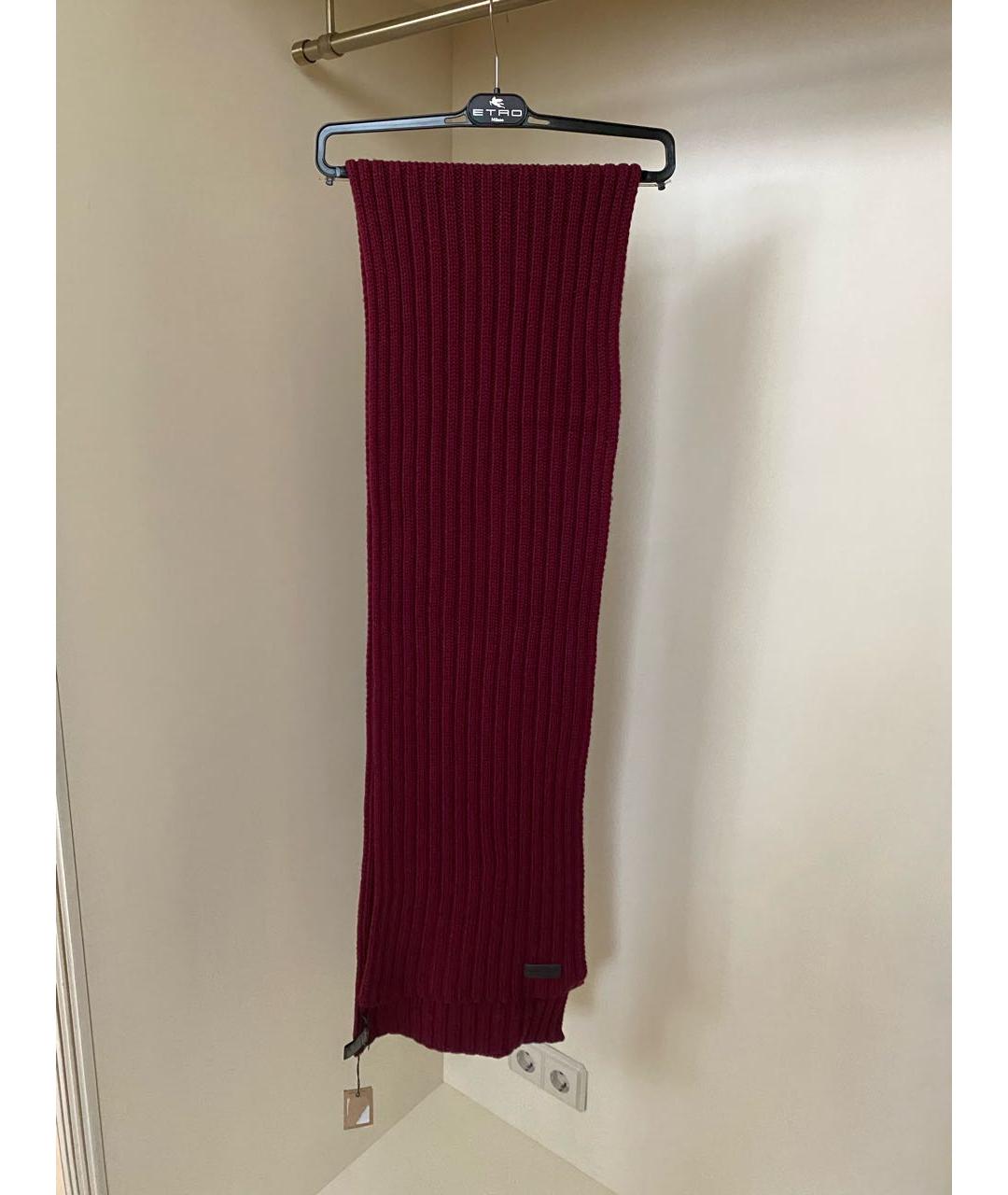 DSQUARED2 Бордовый шерстяной шарф, фото 6