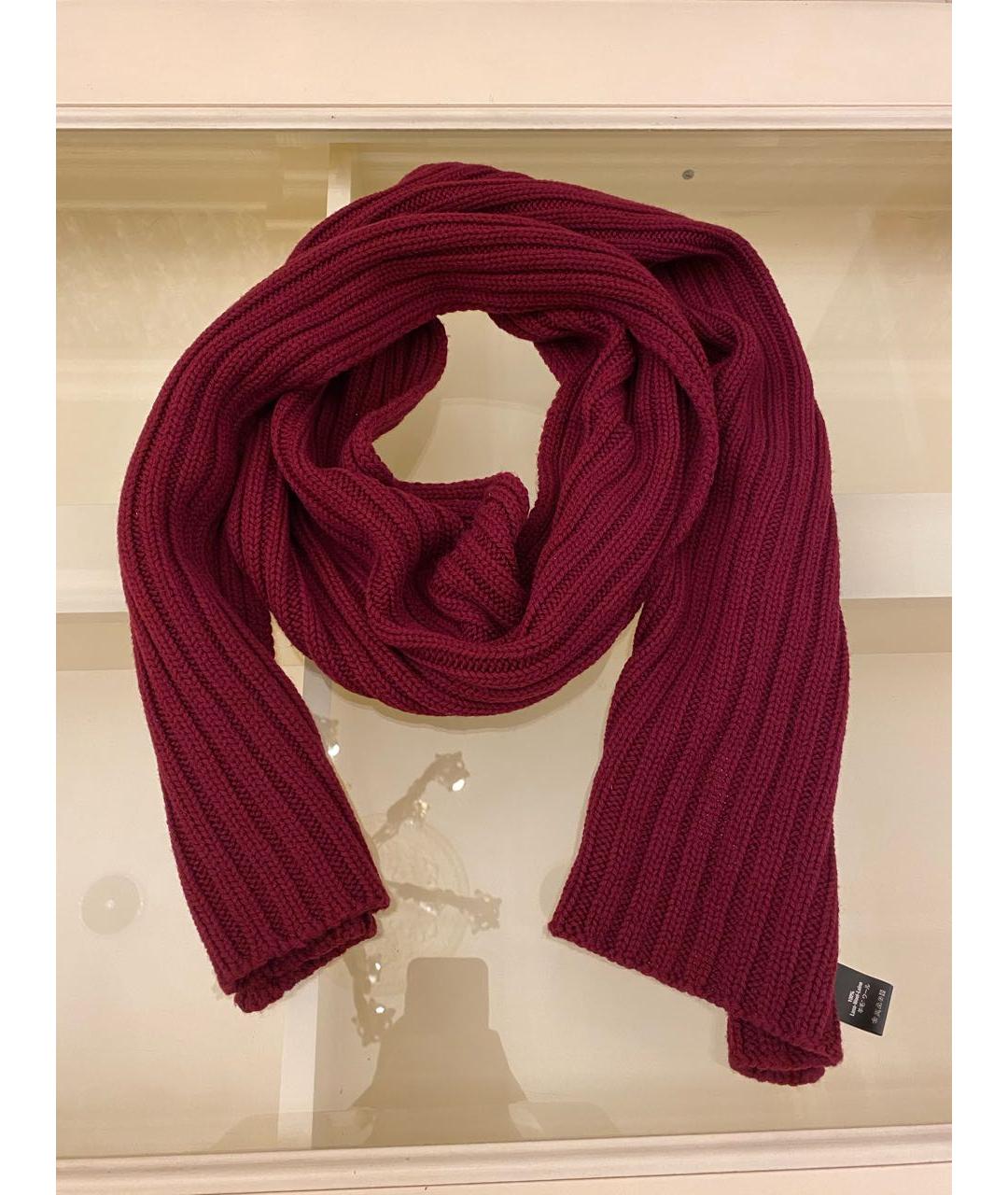 DSQUARED2 Бордовый шерстяной шарф, фото 3