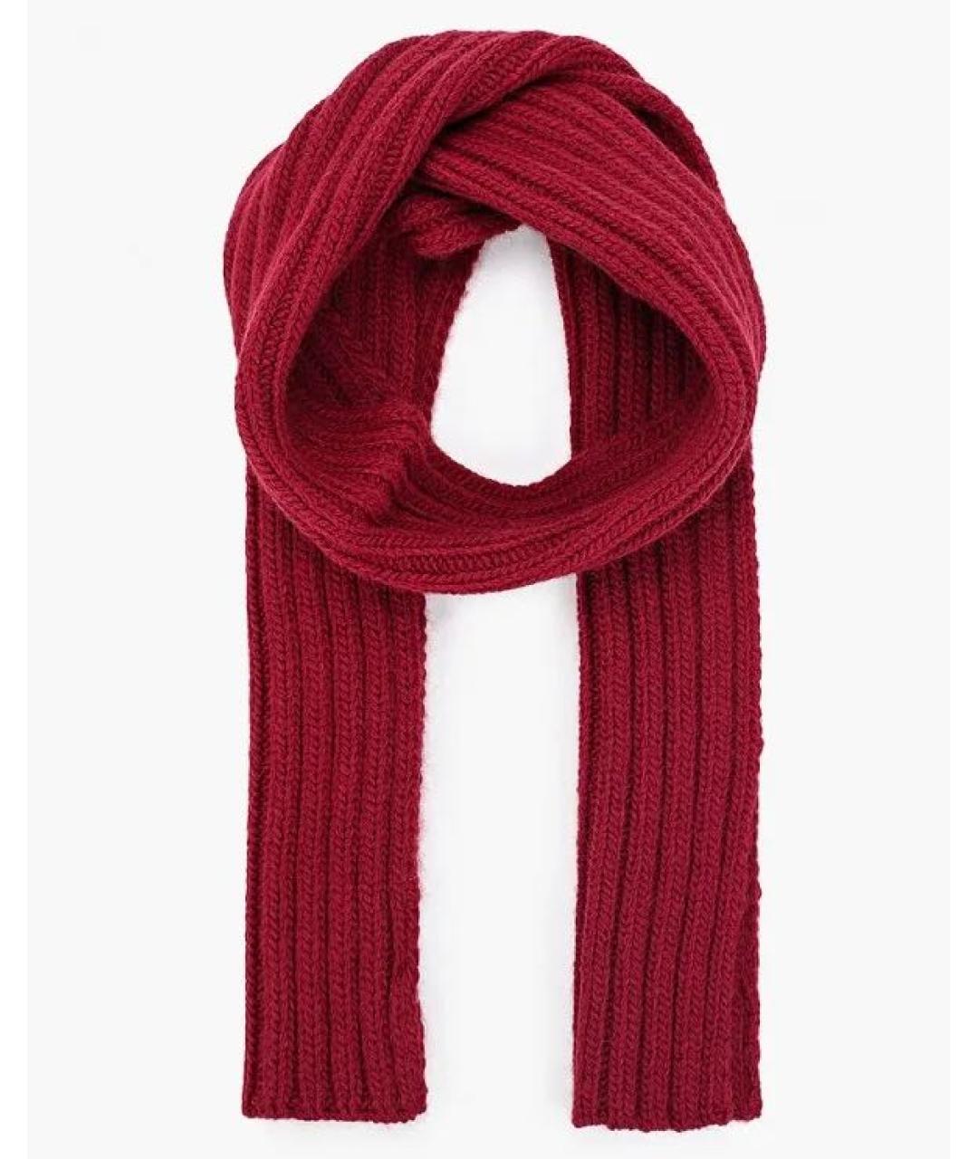 DSQUARED2 Бордовый шерстяной шарф, фото 9