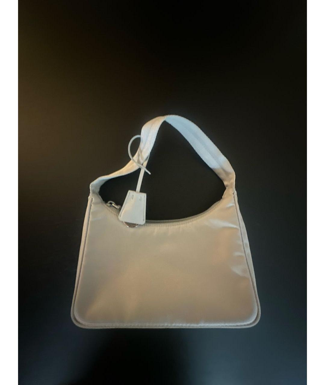 PRADA Белая тканевая сумка с короткими ручками, фото 5