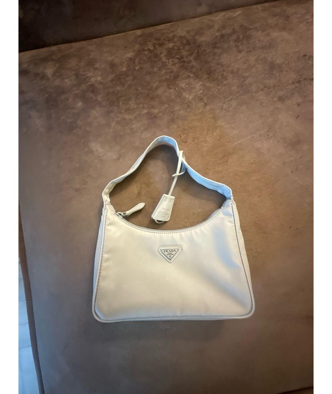 PRADA Белая тканевая сумка с короткими ручками, фото 6