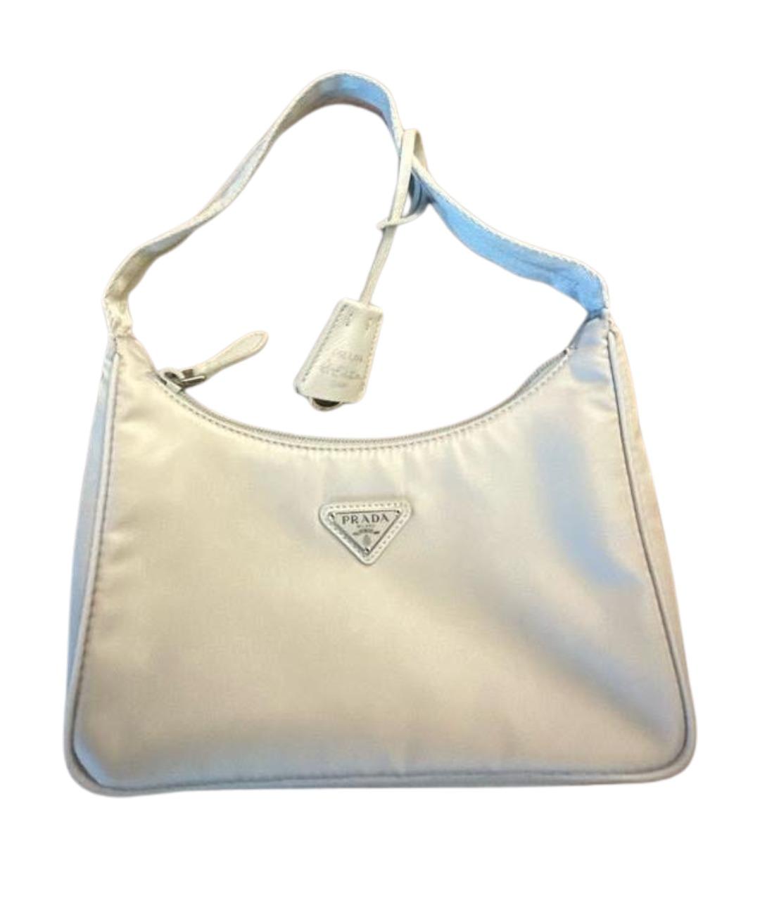 PRADA Белая тканевая сумка с короткими ручками, фото 1