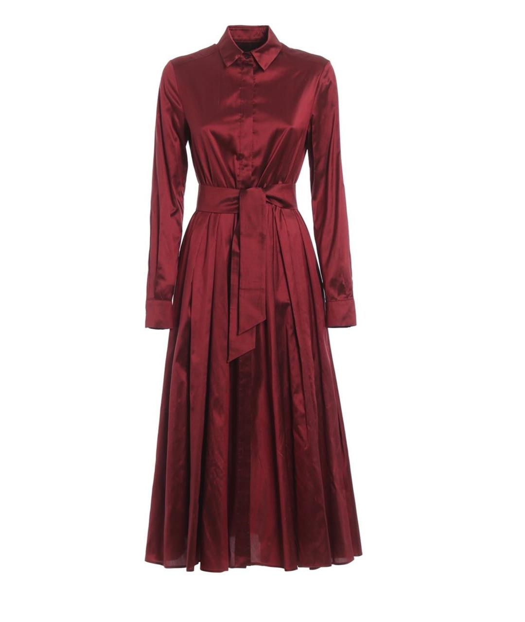 MAX MARA Бордовое шелковое повседневное платье, фото 9
