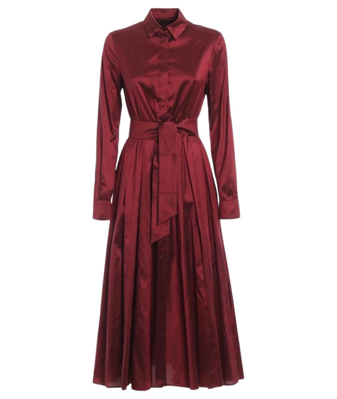 MAX MARA Бордовое шелковое повседневное платье, фото 1