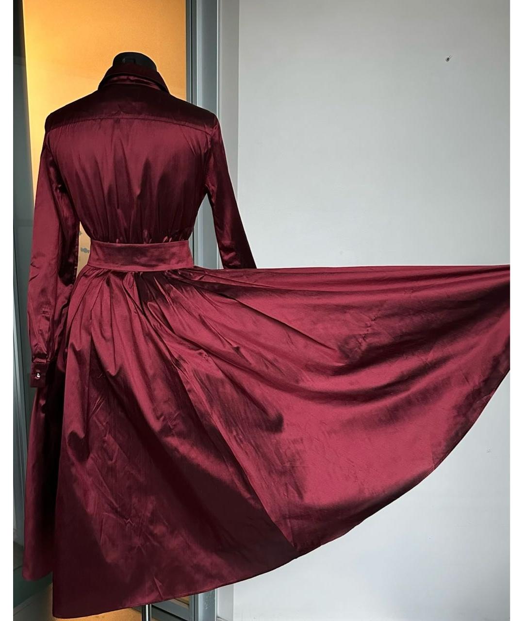 MAX MARA Бордовое шелковое повседневное платье, фото 5