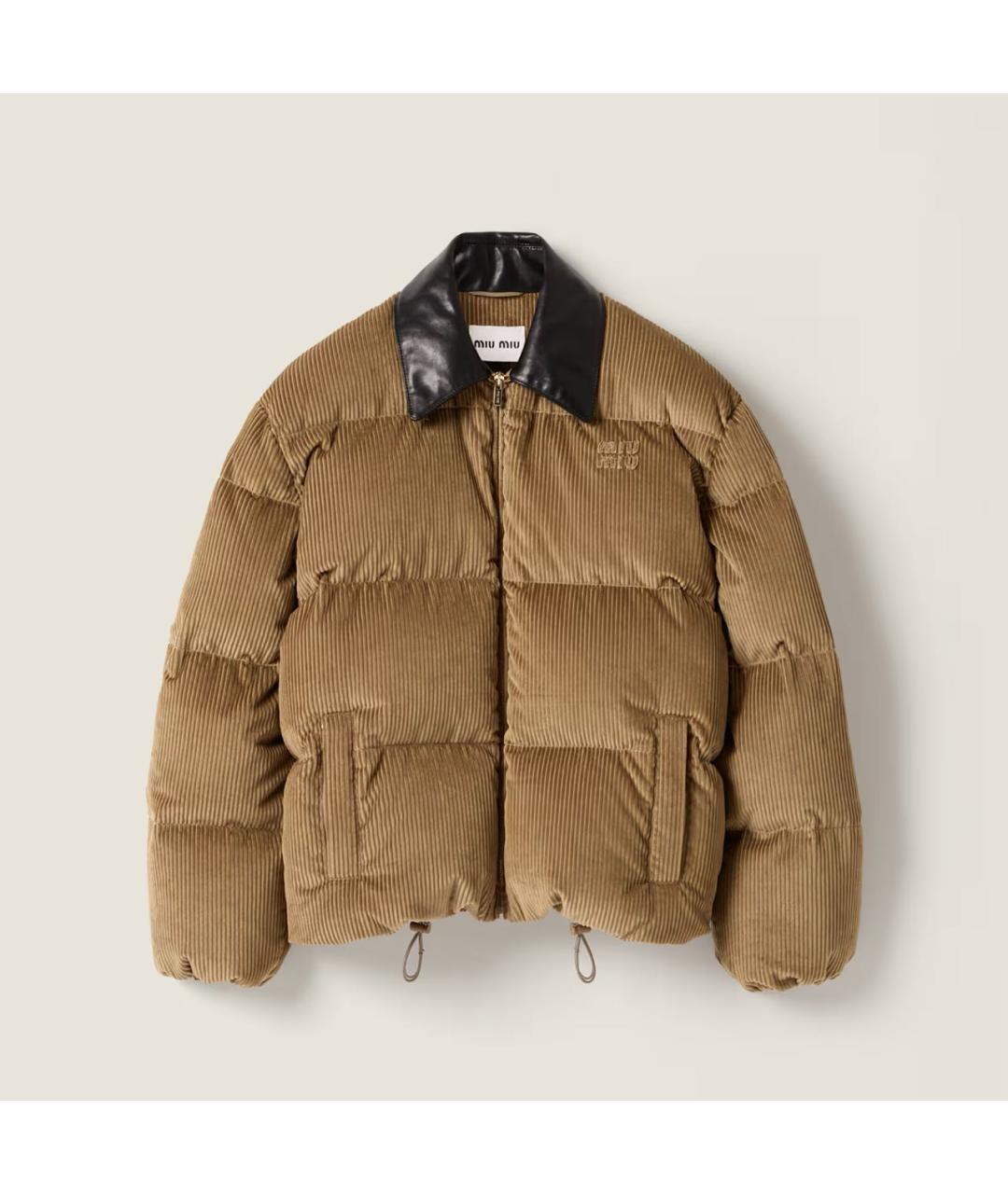 MIU MIU Бежевый полиэстеровый пуховик, фото 5