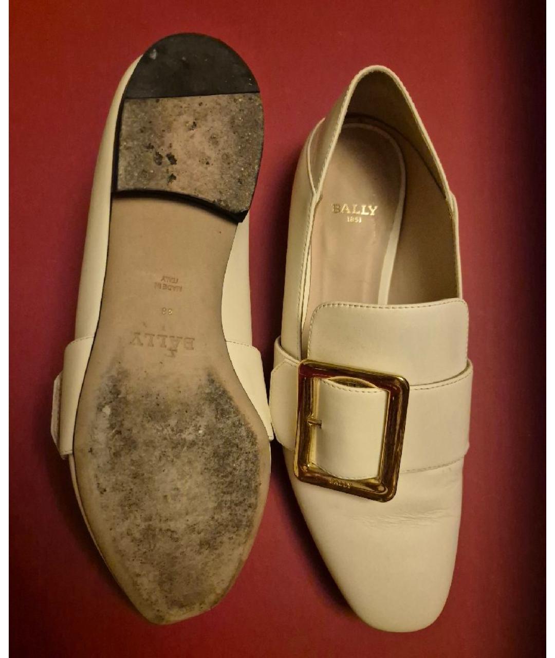 BALLY Бежевые кожаные лоферы, фото 4