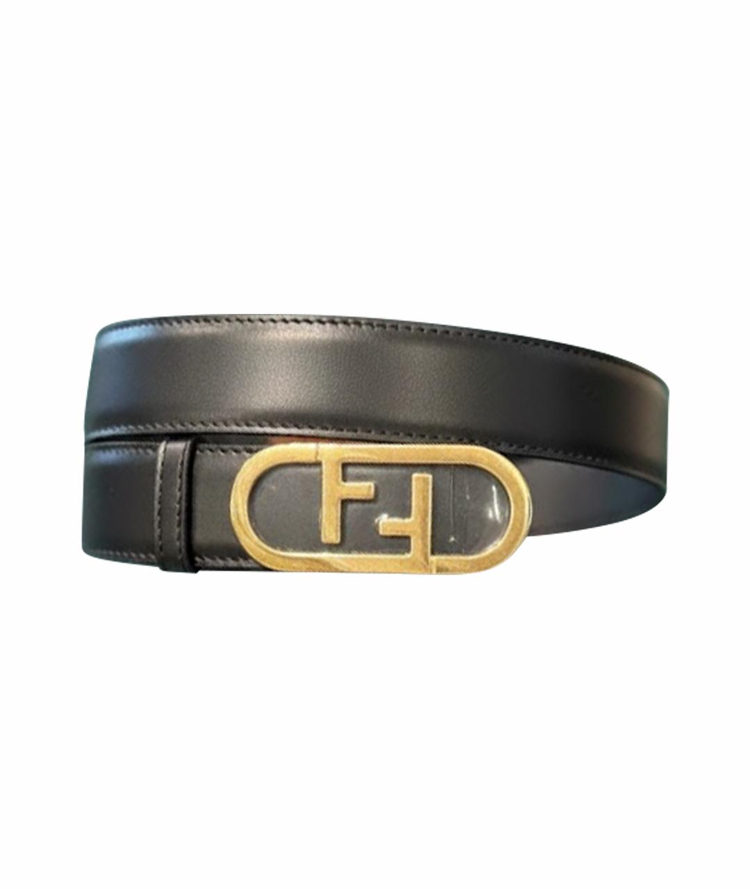 FENDI Черный кожаный ремень, фото 1