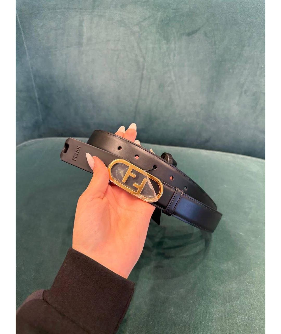 FENDI Черный кожаный ремень, фото 2