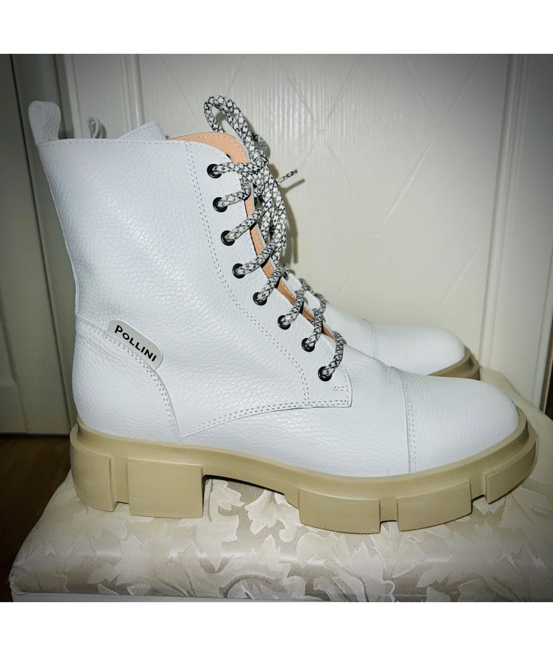 POLLINI Белые кожаные ботинки, фото 9